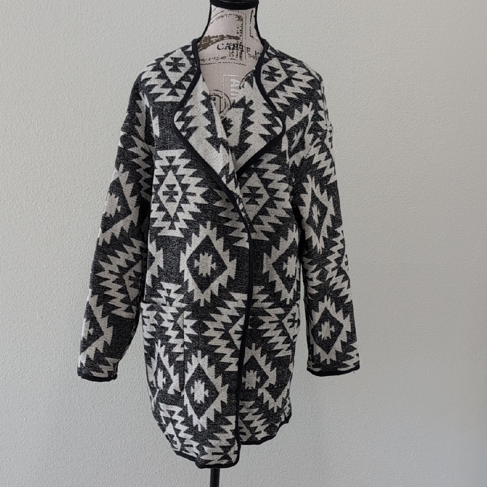 Marine Layer Geometric Black and White Women's Jacket